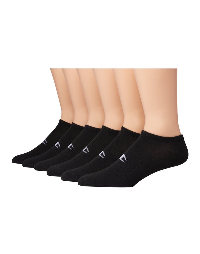 Champion Womens Socks NZ - Super No Show C Logo 6-Pairs Black ( 6915-PUKOR )